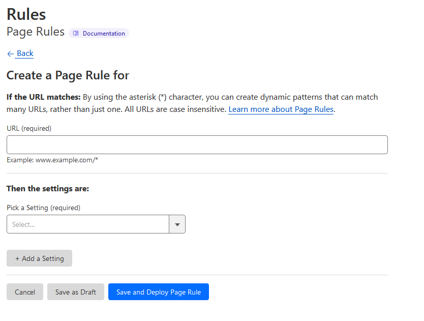 Create Page Rule